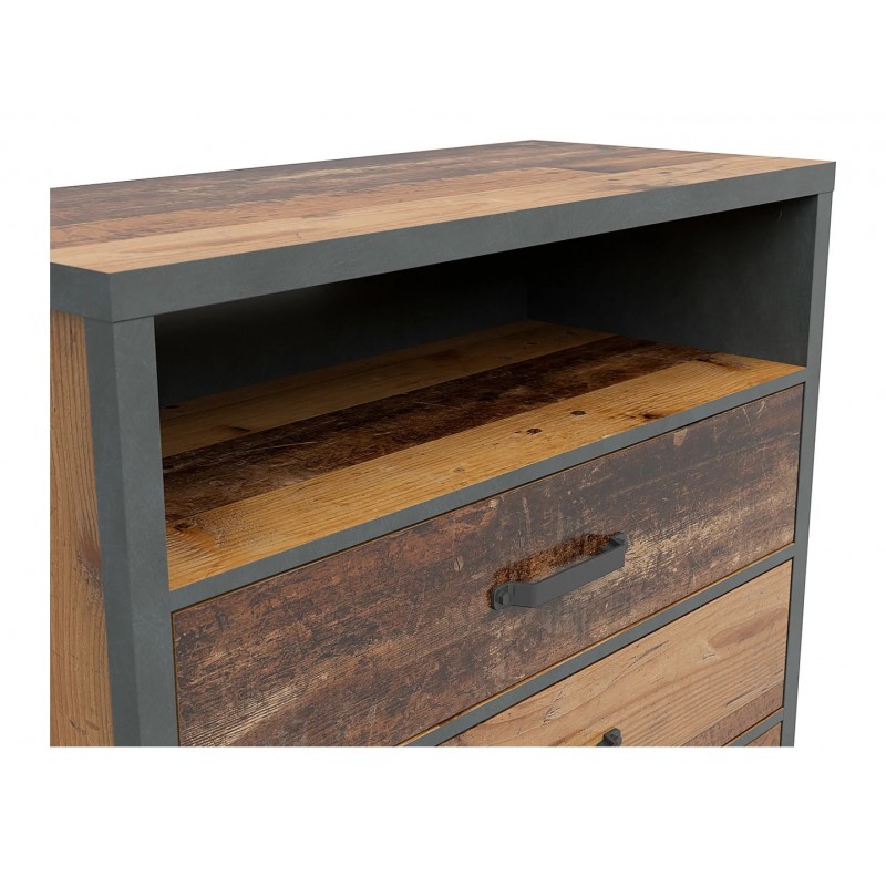 Komoda Weston Black Red White sosna old style/matera