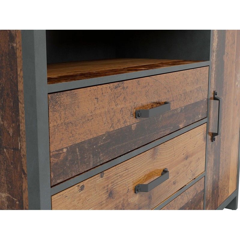 Komoda Weston Black Red White sosna old style/matera