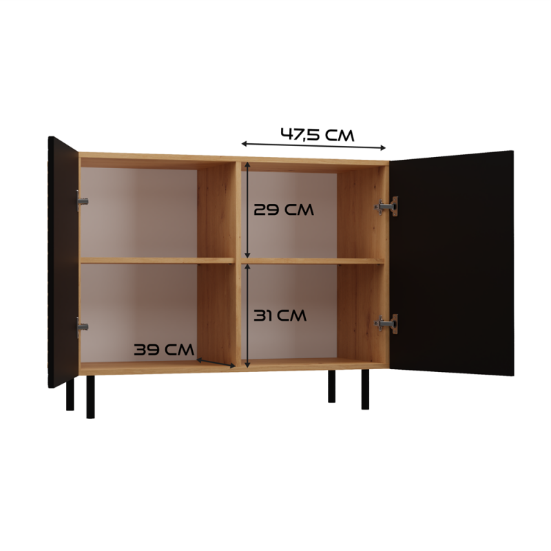 KOMODA KAMA 2 DRZWI - ARTISAN/CZERŃ