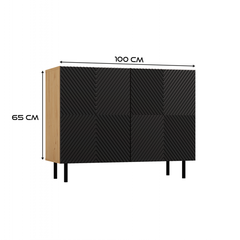 KOMODA KAMA 2 DRZWI - ARTISAN/CZERŃ