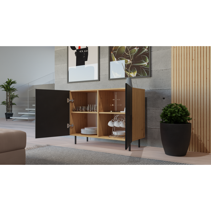 KOMODA KAMA 2 DRZWI - ARTISAN/CZERŃ