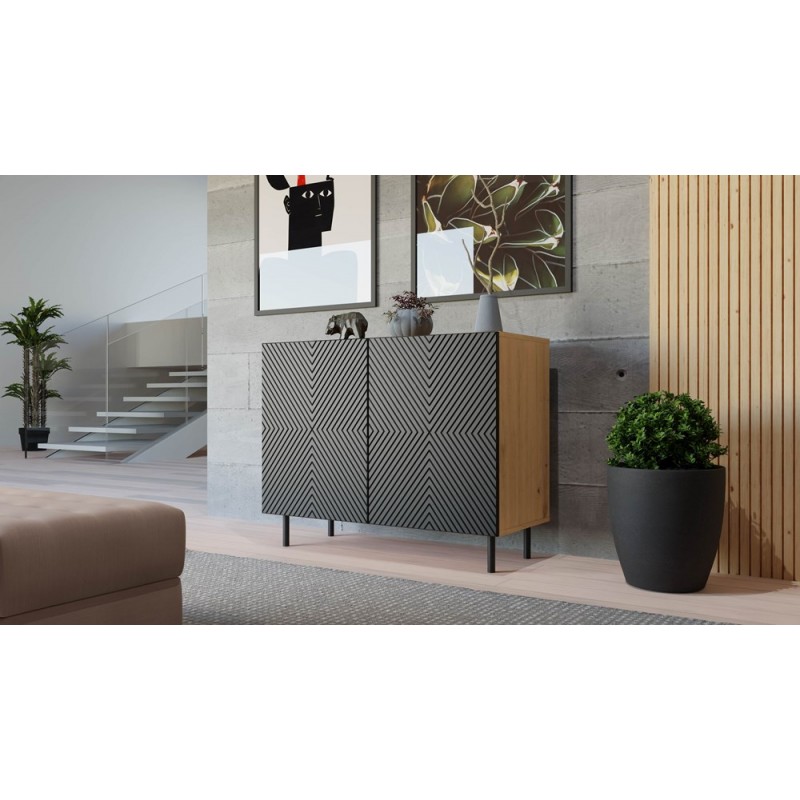 KOMODA KAMA 2 DRZWI - ARTISAN/CZERŃ