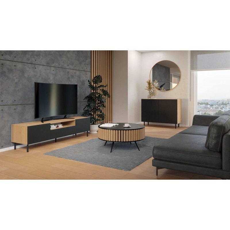 KOMODA KAMA 2 DRZWI SLIM - ARTISAN/CZERŃ