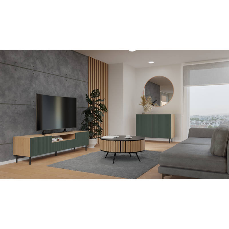 KOMODA KAMA 2 DRZWI SLIM ARTISAN/ZIELEŃ KOMPLET