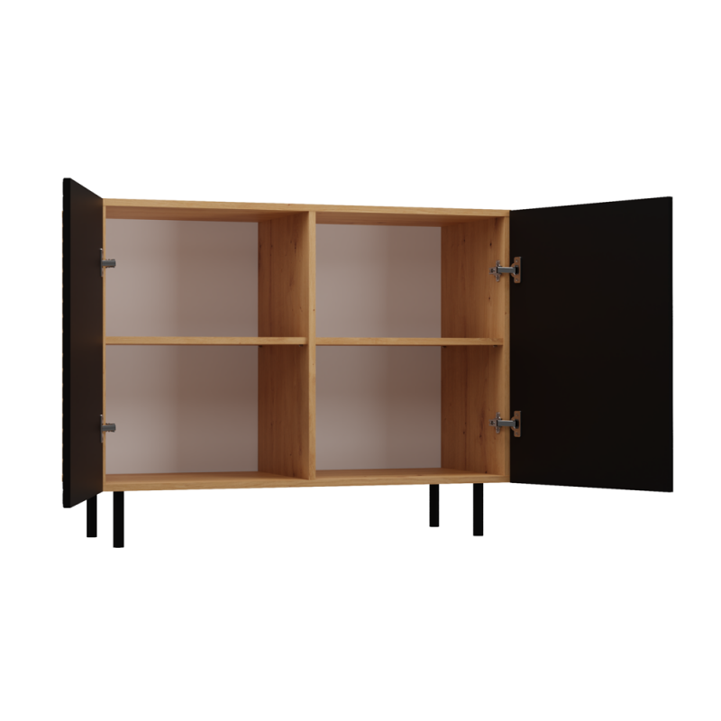 KOMODA KAMA 2 DRZWI SLIM - ARTISAN/CZERŃ