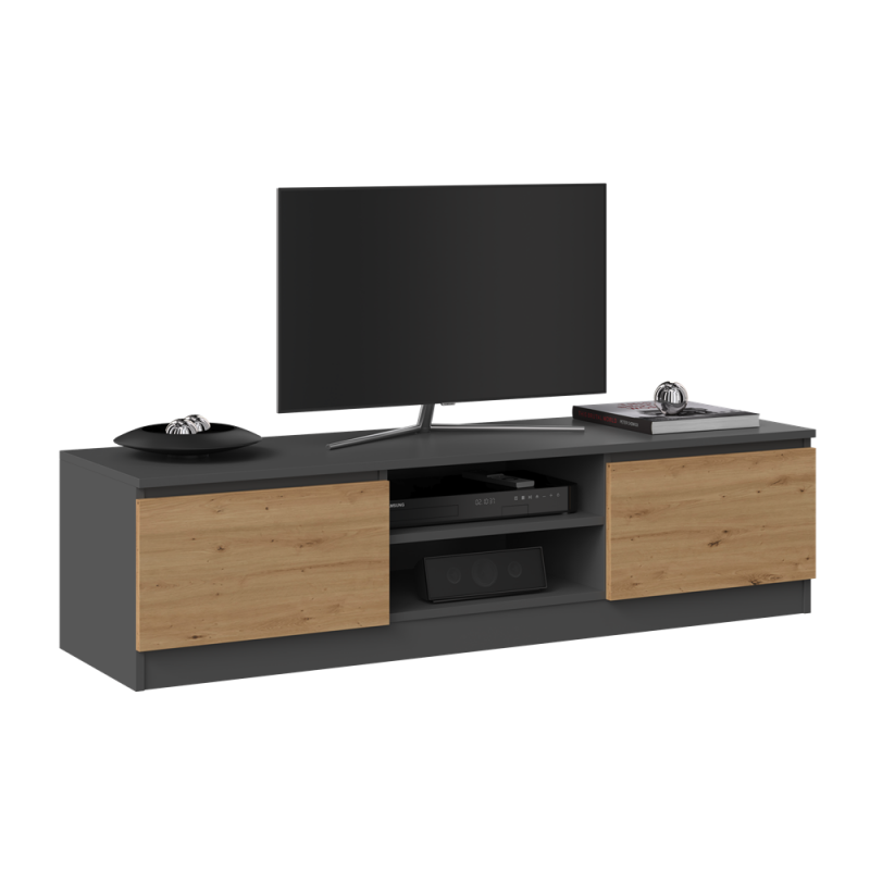 STOLIK RTV 140 - ANTRACYT / DĄB ARTISAN