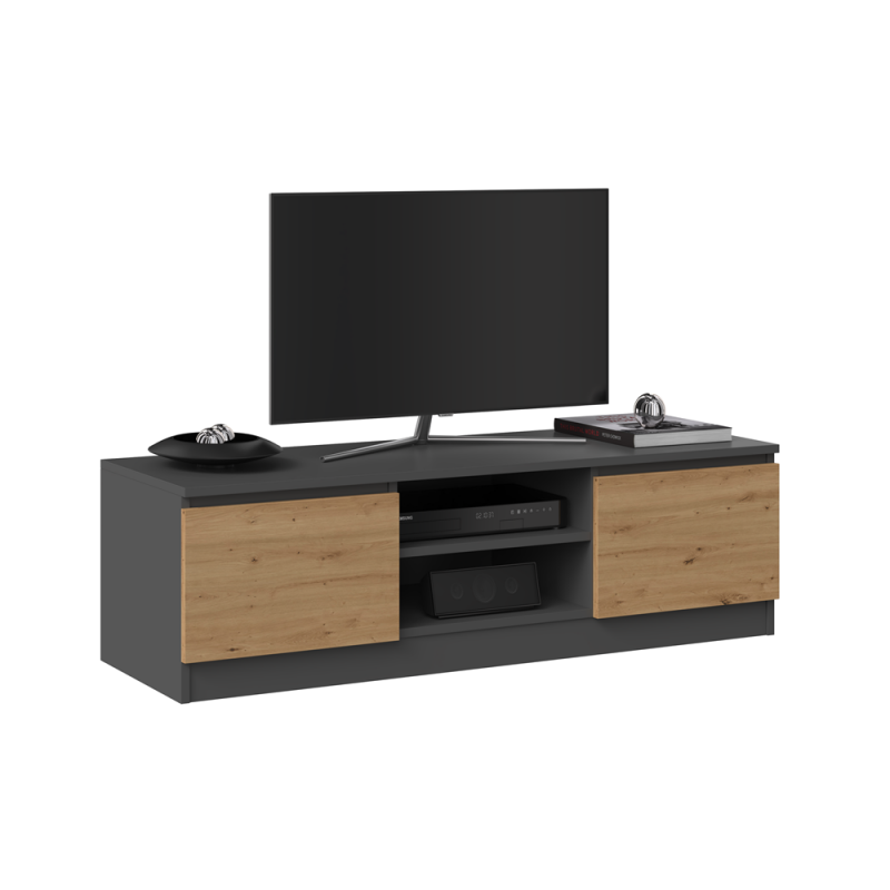 STOLIK RTV MALWA 120 - ANTRACYT / DĄB ARTISAN