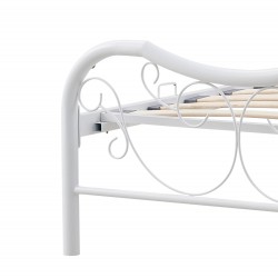 Łóżko metalowe FLORENCJA 90x200 z tapicerowanym zagłówkiem / popielate białe