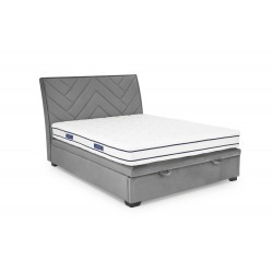 Łóżko kontynentalne CAPRI 160x200 z dekoracyjnym zagłówkiem w jodełkę szare