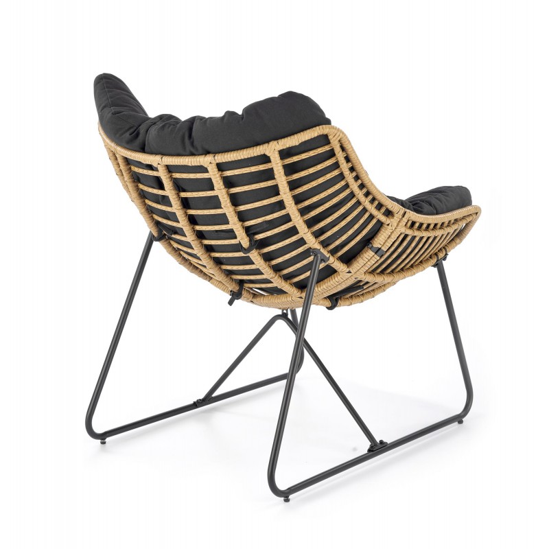 Wygodny fotel wypoczynkowy Atoll czarny/rattan