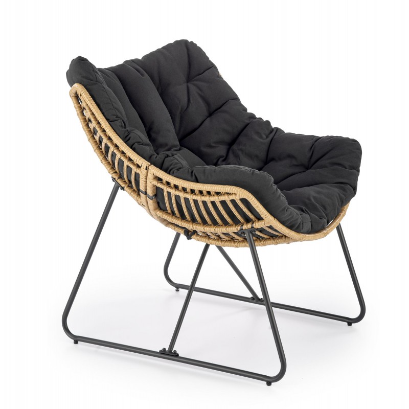Wygodny fotel wypoczynkowy Atoll czarny/rattan