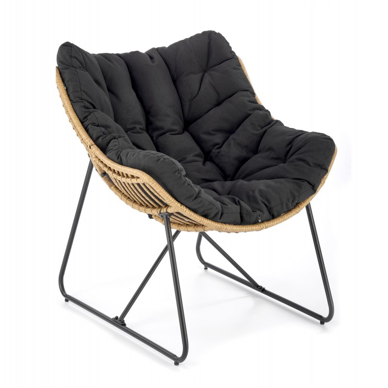 Wygodny fotel wypoczynkowy Atoll czarny/rattan