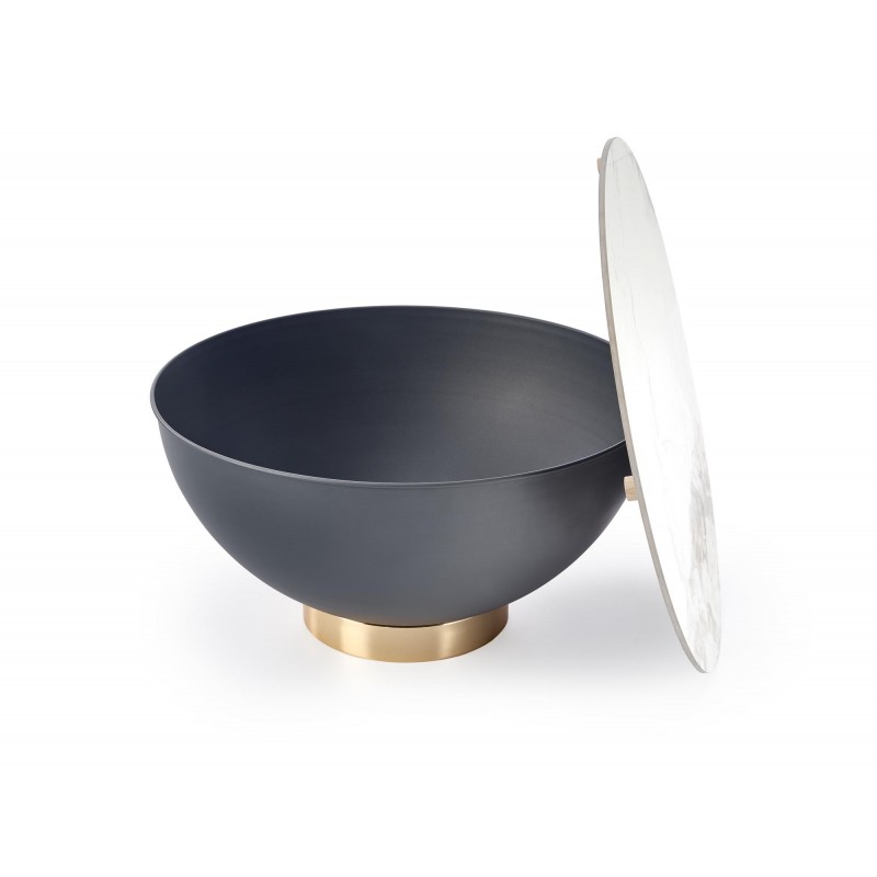 CECILIA ława biały marmur / popielaty / złoty