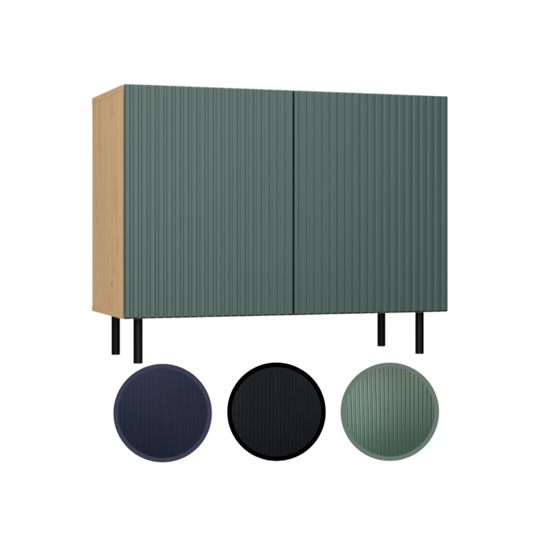 Komoda z ryflowanymi frontami Nicolla A zielona