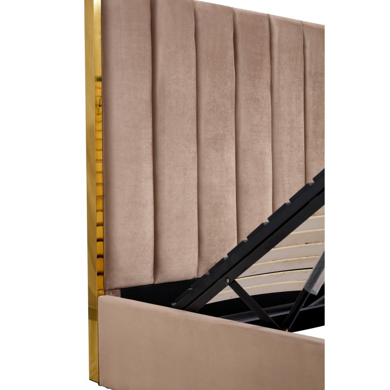 Łóżko tapicerowane PALERMO VELVET 160X200 beżowe