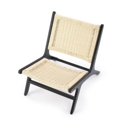 Minimalistyczny fotel wypoczynkowy Ember czarny/naturalny