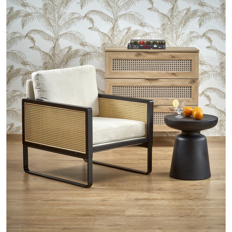 Naturalny fotel wypoczynkowy Fable czarny/naturalny