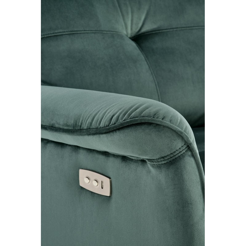 Elektrycznie rozkładany fotel Fawn ciemno-zielony