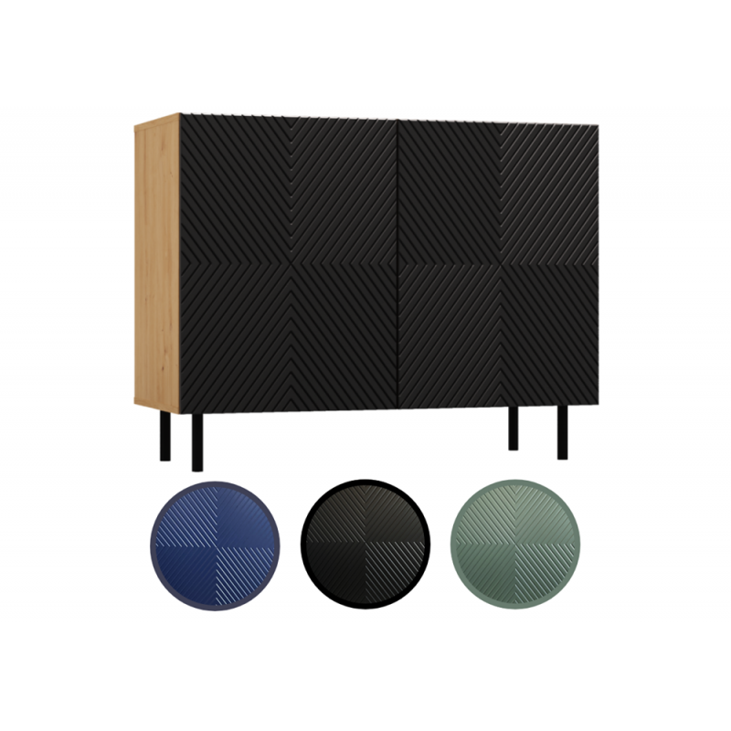 Komoda z ryflowanymi frontami Nicolla B czarna