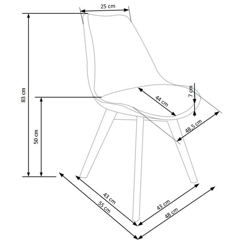K245 krzesło bezbarwny / biały (1p 2szt)