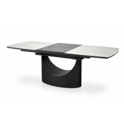 OSMAN stół rozkładany, biały marmur / czarny