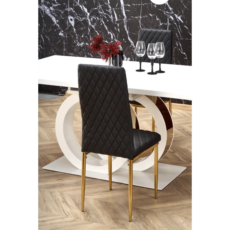 GALARDO stół rozkładany, biały / złoty