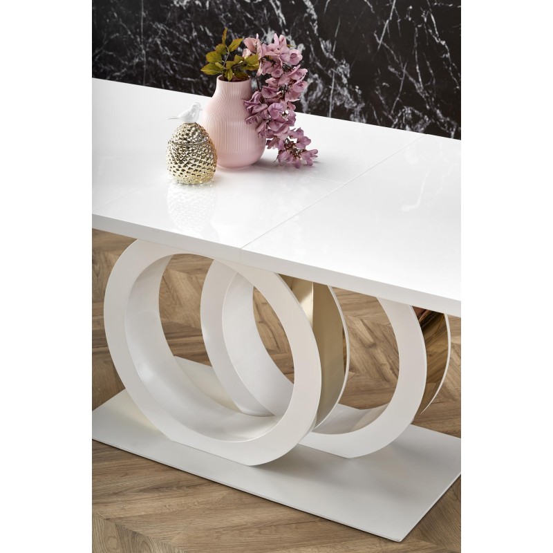 GALARDO stół rozkładany, biały / złoty