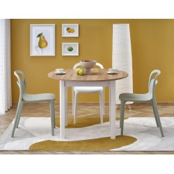 RINGO stół kolor blat dąb craft, nogi - biały (102-142x102x76 cm)