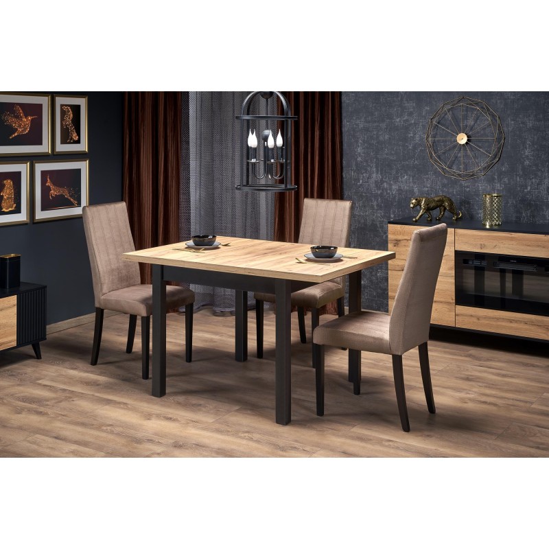 TIAGO KWADRAT stół rozkładany 90-125/90 blat: dąb craft, nogi: czarny