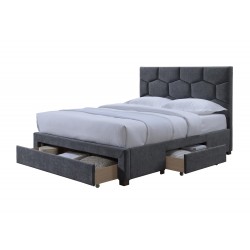 Łóżko dwuosobowe KATANIA 160x200 z zagłówkiem i szufladami szare