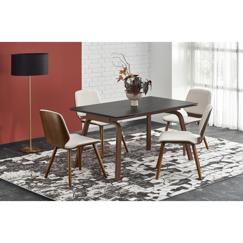 LOZANO stół rozkładany, czarny marmur / orzechowy