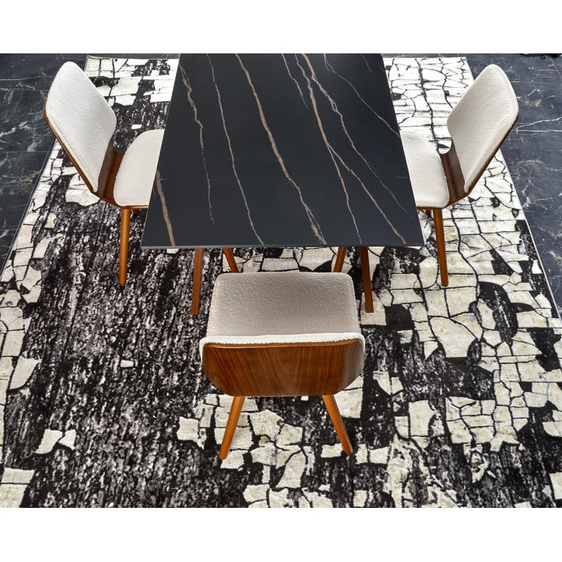 LOZANO stół rozkładany, czarny marmur / orzechowy