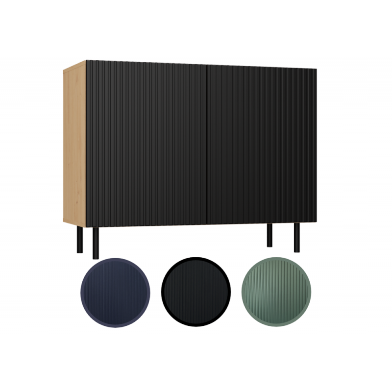 Komoda z ryflowanymi frontami Nicolla A czarna