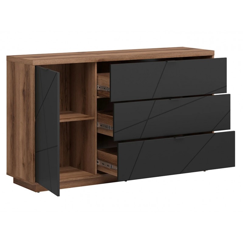 Komoda Forn Meble Black Red White dąb delano ciemny/czarny mat