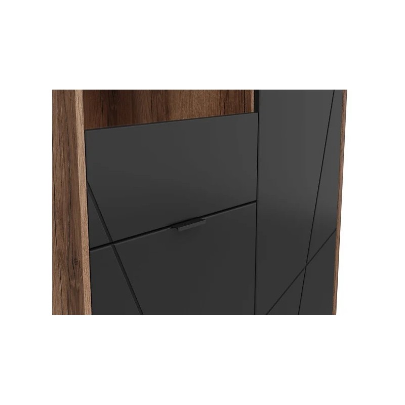 Witryna Forn Meble Black Red White dąb delano ciemny/czarny mat