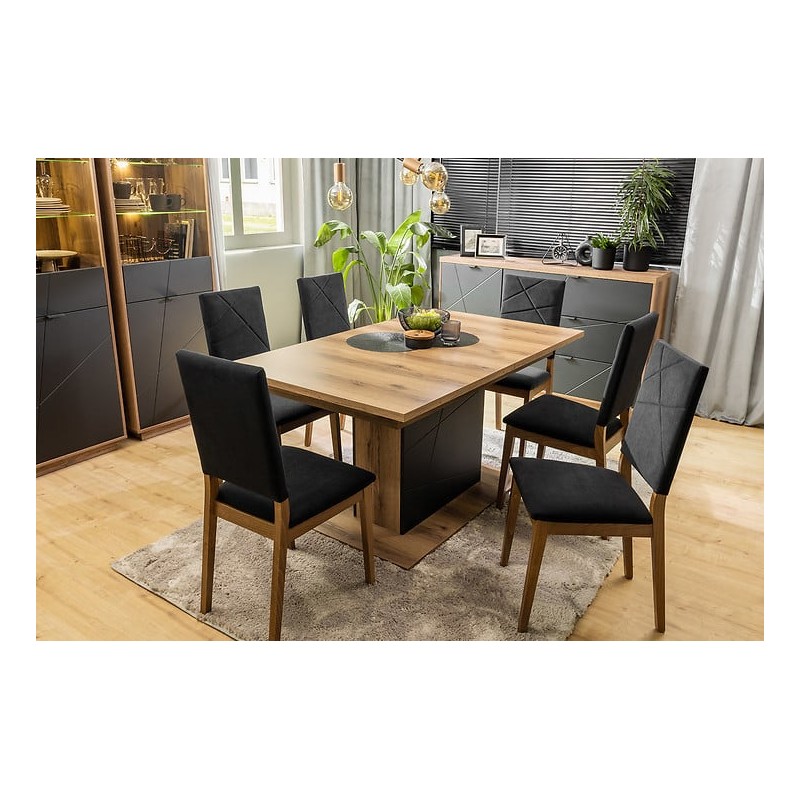 Witryna Forn Meble Black Red White dąb delano ciemny/czarny mat