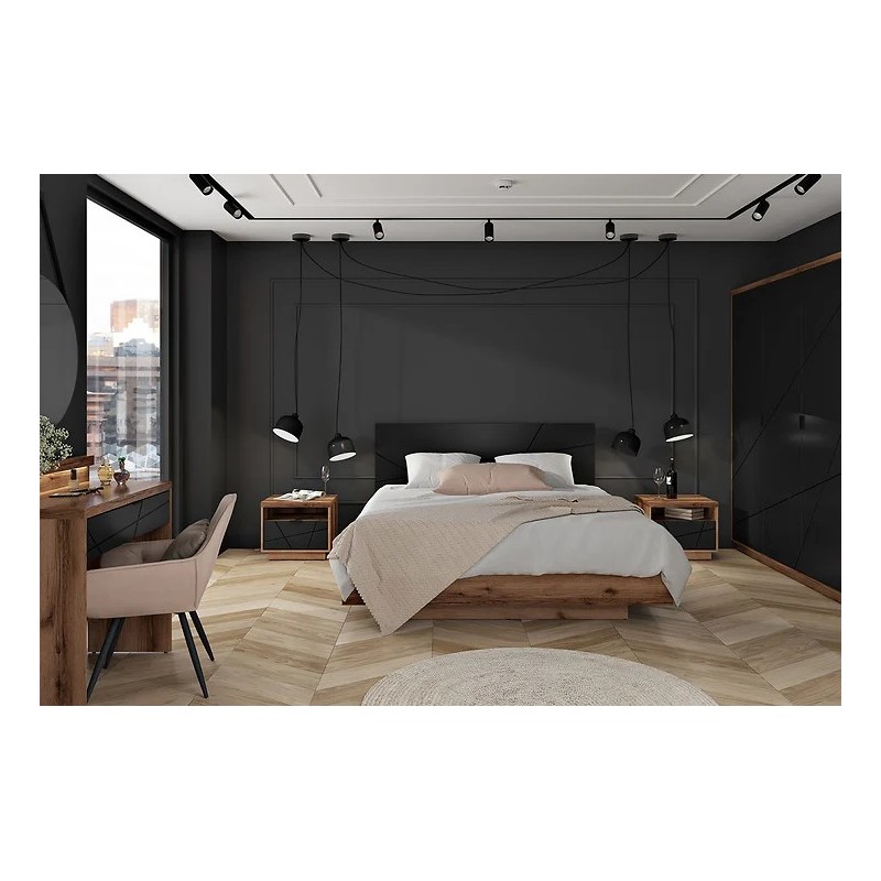 Łóżko 160 z pojemnikiem Forn Meble Black Red White dąb delano