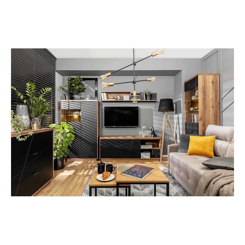 Półka Forn Meble Black Red White dąb delano ciemny/czarny mat