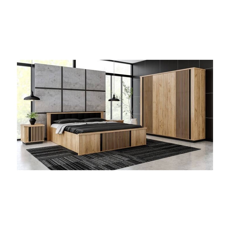 Łóżko 160 Lamello art.17 Meble Gołąb Dąb craft / czarny