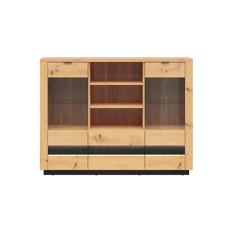 Komoda Ostia Black Red White dąb artisan/dąb czarny