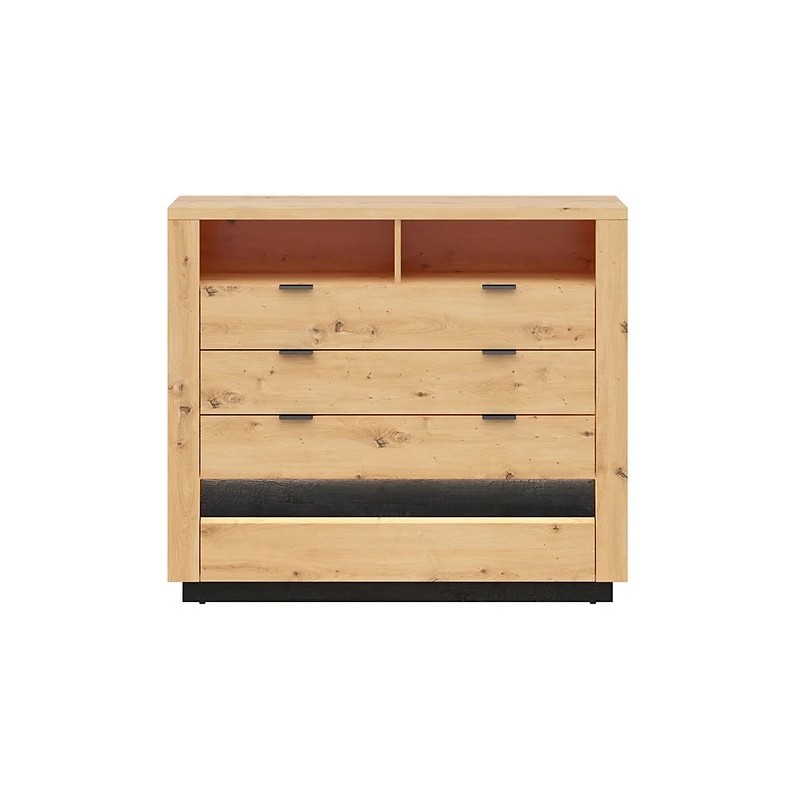 Komoda Ostia Black Red White dąb artisan/dąb czarny