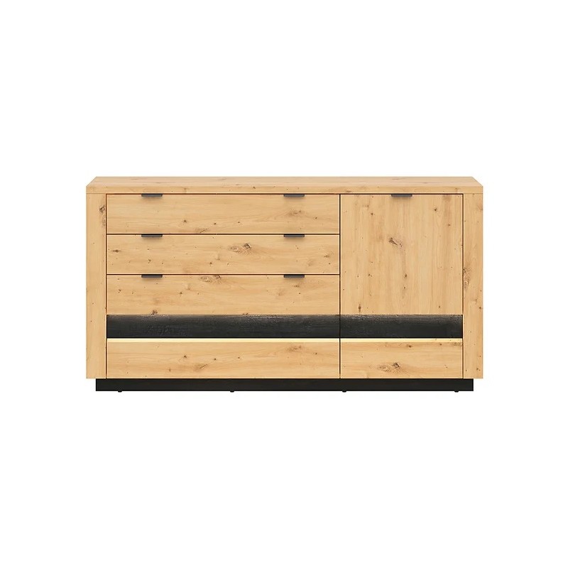 Komoda Ostia Black Red White dąb artisan/dąb czarny