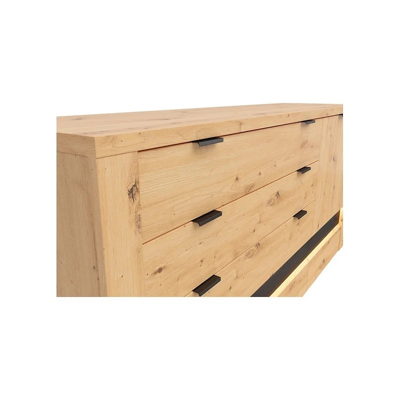 Komoda Ostia Black Red White dąb artisan/dąb czarny