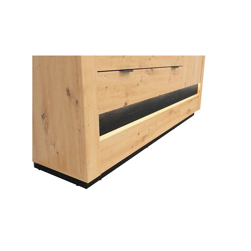 Komoda Ostia Black Red White dąb artisan/dąb czarny