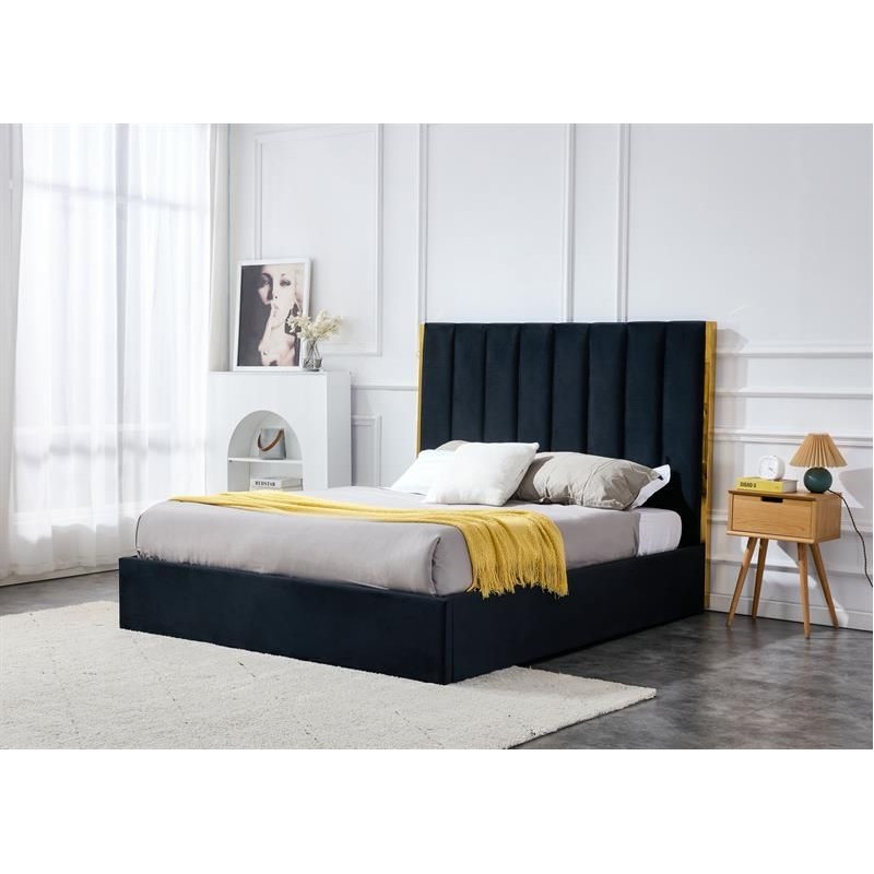 Łóżko tapicerowane PALERMO VELVET 160X200 czarne