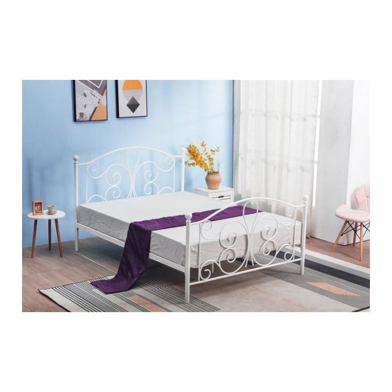 Łóżko metalowe PARMA 90x200 w stylu loftowym białe