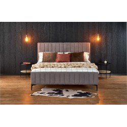 Łóżko tapicerowane FORLI 160x200 z eleganckim zagłówkiem jasnoszare