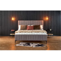Łóżko tapicerowane FORLI 160x200 z eleganckim zagłówkiem jasnoszare