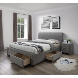 Łóżko tapicerowane 180x200 MATERA z szufladami szare