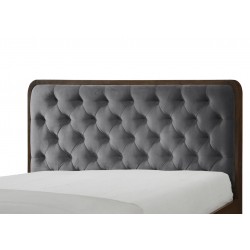 Łóżko CREMA 160x200 z pikowanym zagłówkiem na drewnianych nóżkach szare/orzech